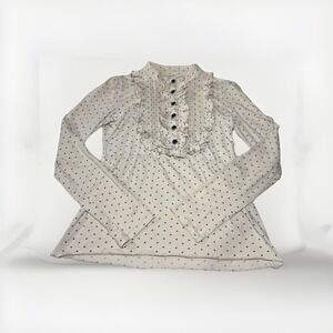 Matilda Jane Girls Sz Medium Character Counts Ruffle Bib Pleated Top Polka Dots‎